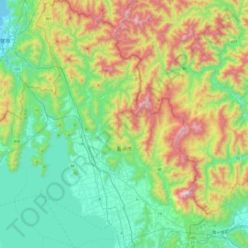 Carte topographique Nagahama, altitude, relief