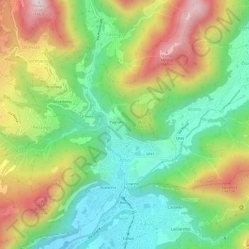 Carte topographique Asso, altitude, relief