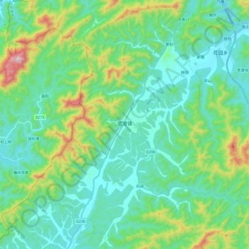 Carte topographique 官港镇, altitude, relief