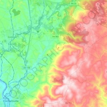 Carte topographique Bullskin Township, altitude, relief