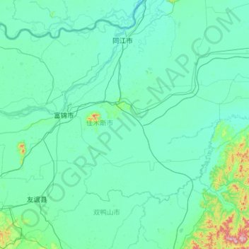 Carte topographique 富锦市, altitude, relief