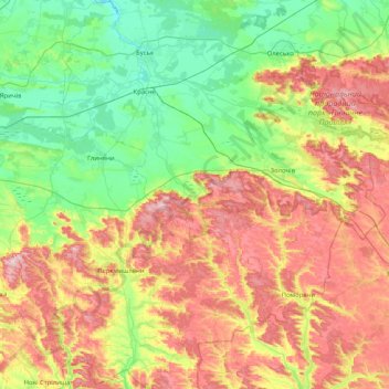 Carte topographique Zolochivskyi District, altitude, relief