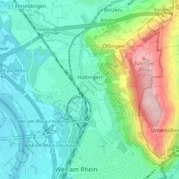Carte topographique Haltingen, altitude, relief