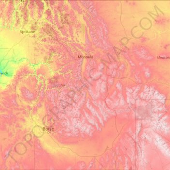Carte topographique Idaho, altitude, relief