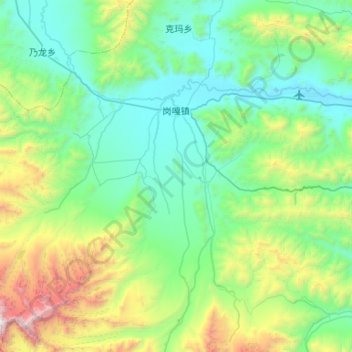 Carte topographique 岗嘎镇, altitude, relief