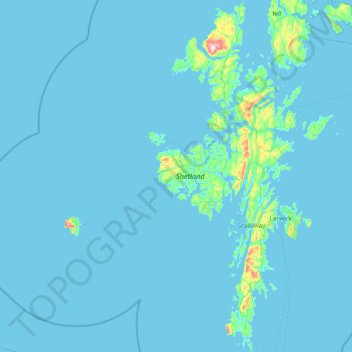 Carte topographique Shetland, altitude, relief