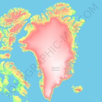Carte topographique Groenland, altitude, relief