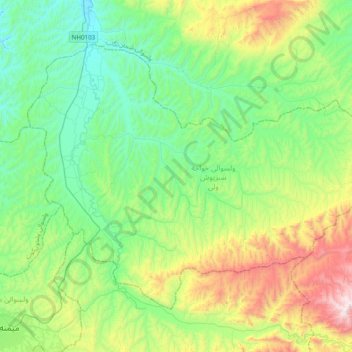 Carte topographique ولسوالی خواجه سبزپوش ولی, altitude, relief