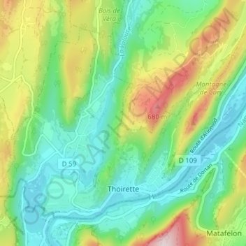 Carte topographique Thoirette, altitude, relief