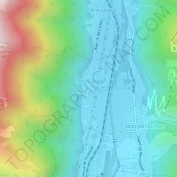 Carte topographique Moustajon, altitude, relief