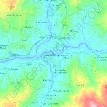 Carte topographique Rio Lima, altitude, relief