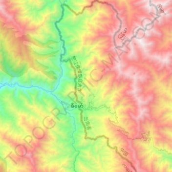 Carte topographique 片马镇, altitude, relief