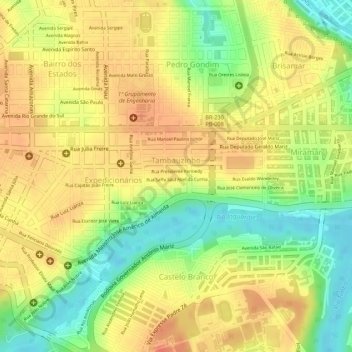 Carte topographique Tambauzinho, altitude, relief