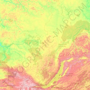 Carte topographique Иркутская область, altitude, relief