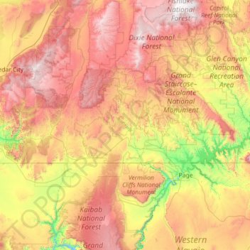 Carte topographique Kane County, altitude, relief