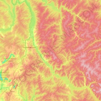 Carte topographique Барзас, altitude, relief