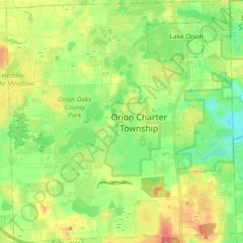 Carte topographique Orion Charter Township, altitude, relief