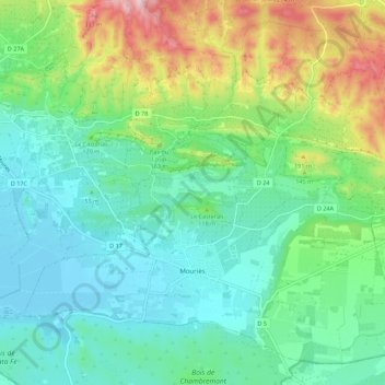 Carte topographique Mouriès, altitude, relief