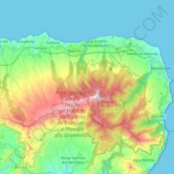 Carte topographique Nordeste, altitude, relief