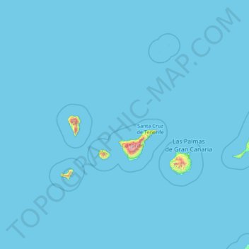 Carte topographique Canary Islands, altitude, relief