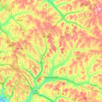Carte topographique Murrysville, altitude, relief