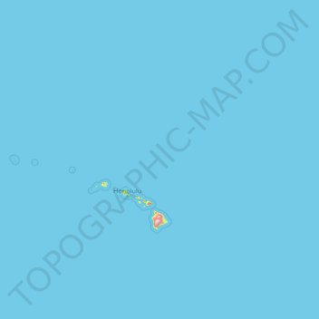 Carte topographique Archipel d'Hawaï, altitude, relief