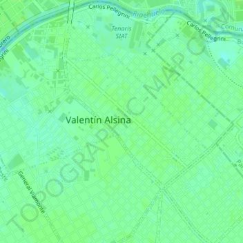 Carte topographique Valentín Alsina, altitude, relief
