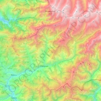 Carte topographique Chirgaon, altitude, relief
