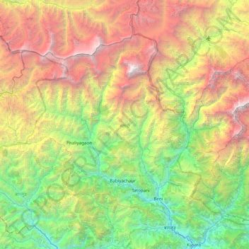Carte topographique Myagdi, altitude, relief