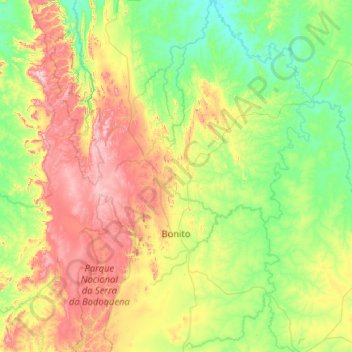 Carte topographique Bonito, altitude, relief