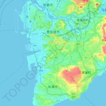 Carte topographique Tomigusuku, altitude, relief