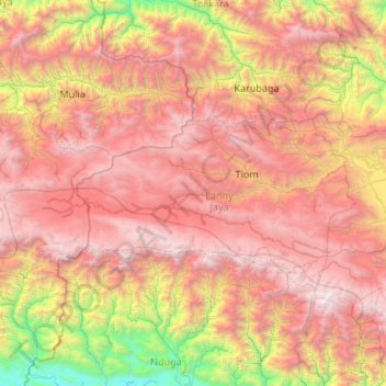 Carte topographique Lanny Jaya, altitude, relief