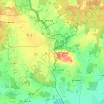 Carte topographique Brome, altitude, relief