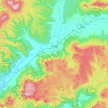 Carte topographique Fingal, altitude, relief