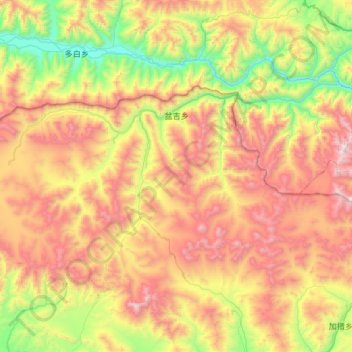 Carte topographique 盆吉乡, altitude, relief