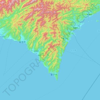 Carte topographique Aki County, altitude, relief