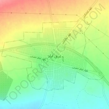 Carte topographique Gharqabad, altitude, relief