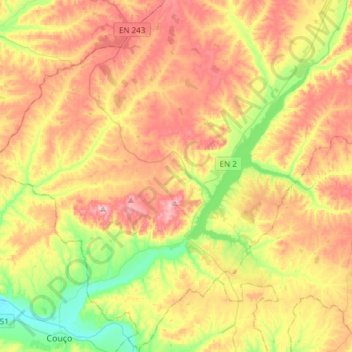 Carte topographique Montargil, altitude, relief