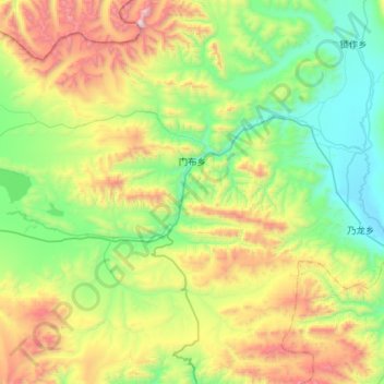 Carte topographique 门布乡, altitude, relief