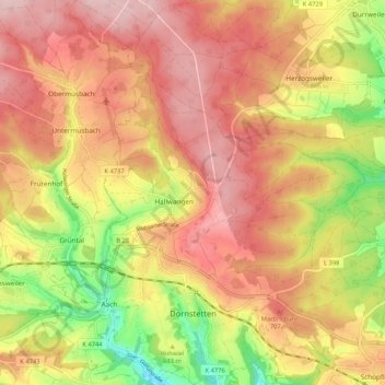 Carte topographique Dornstetten, altitude, relief