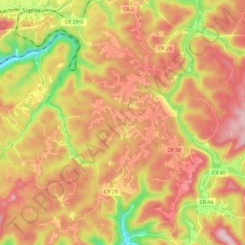 Carte topographique Coal City, altitude, relief