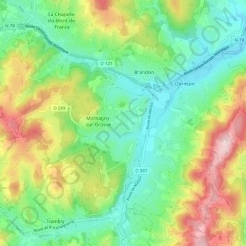 Carte topographique Navour-sur-Grosne, altitude, relief