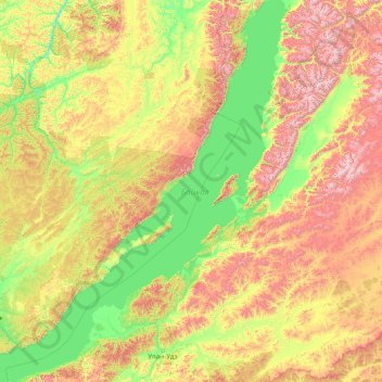 Carte topographique Lac Baïkal, altitude, relief