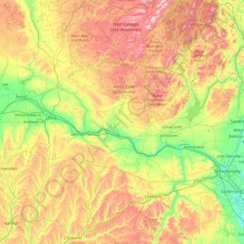 Carte topographique Mohawk River, altitude, relief