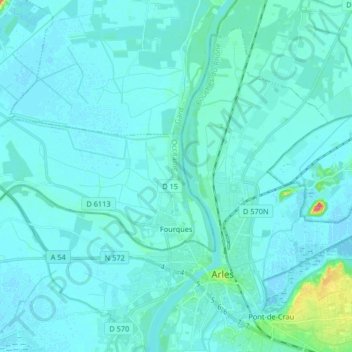 Carte topographique Fourques, altitude, relief