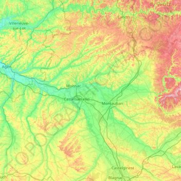 Carte topographique Tarn-et-Garonne, altitude, relief