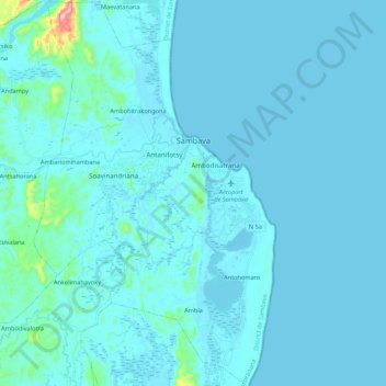 Carte topographique Sambava, altitude, relief