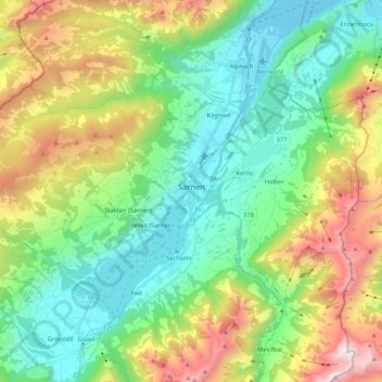 Carte topographique Sarnen, altitude, relief