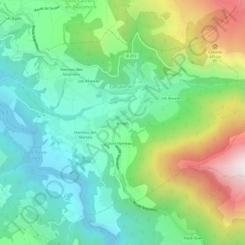 Carte topographique La Salle-en-Beaumont, altitude, relief