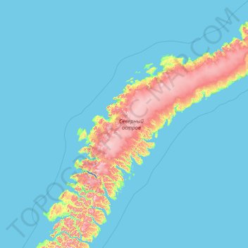 Carte topographique Severny Island, altitude, relief